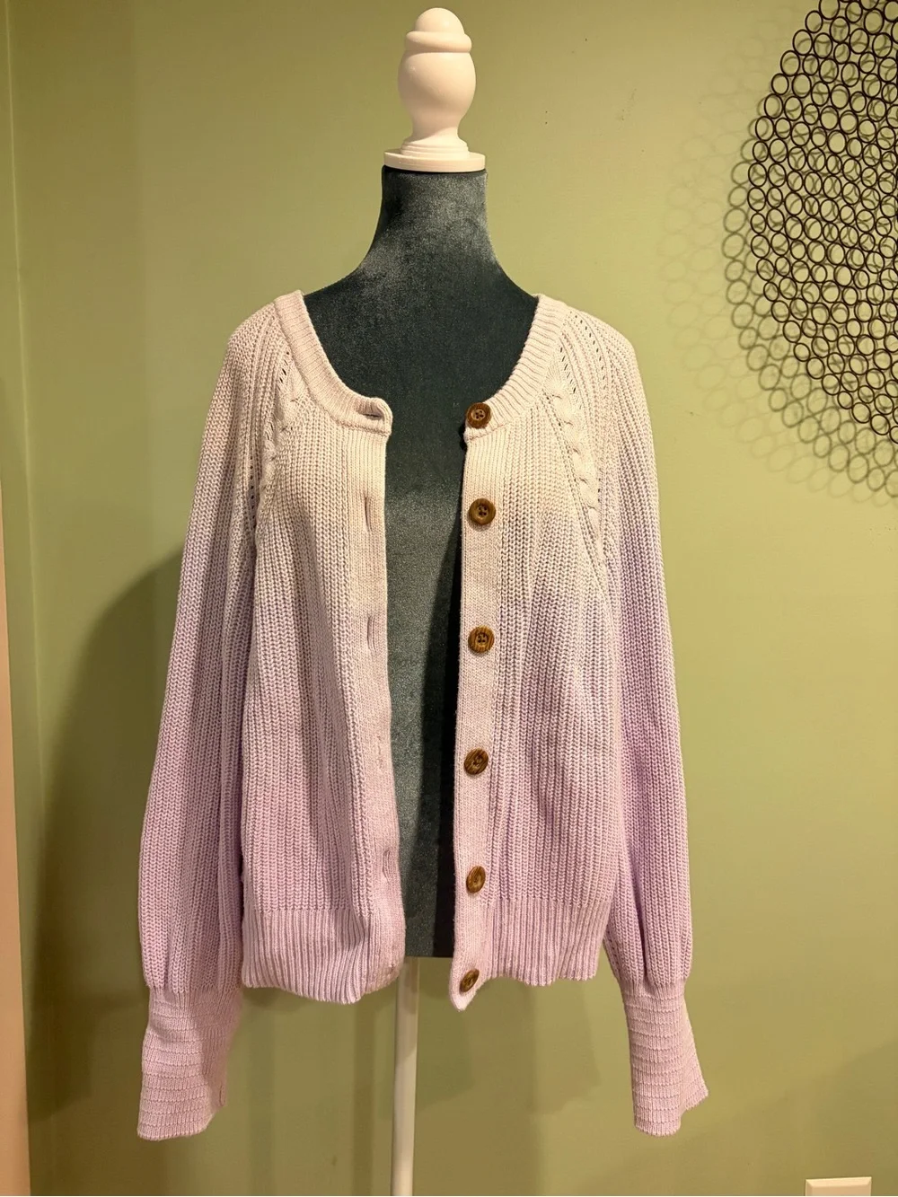 Universal Thread Lavender Chunky Knit Button Cardigan Sweater Size L